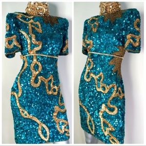 LAURENCE KAZAR sequin dress vintage STUNNING!